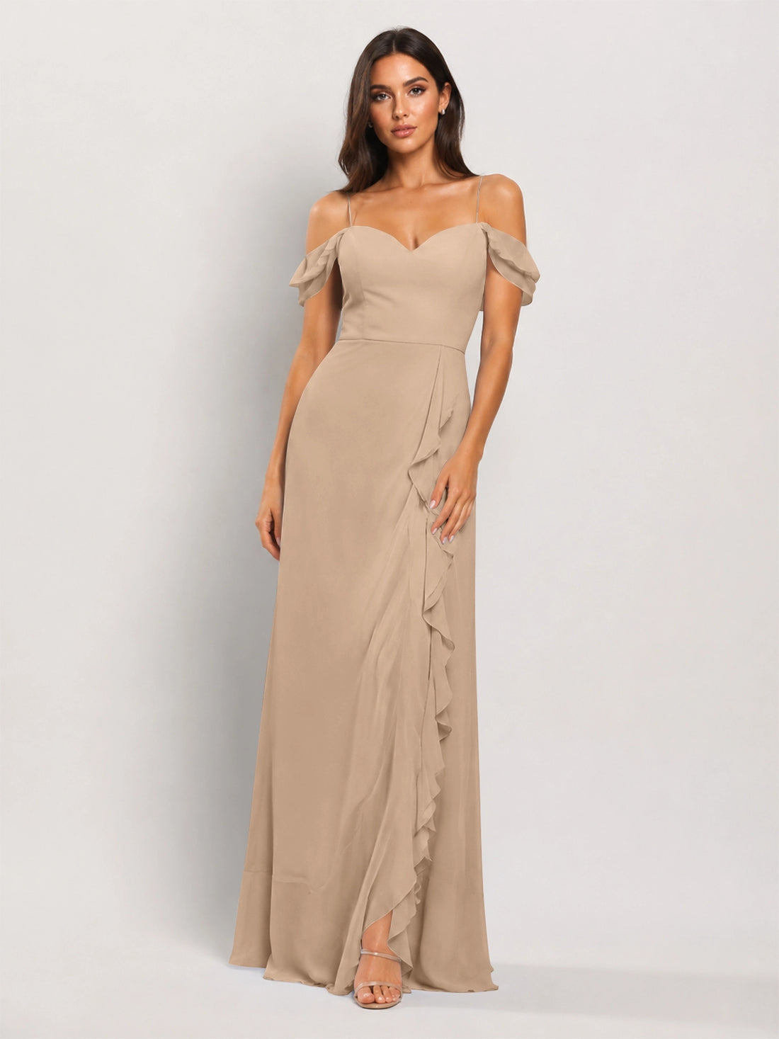 Sweetheart Neckline Bridesmaid Dress with Ruffled Details