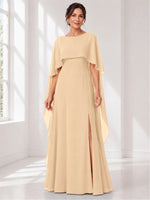 Chiffon Mother of the Bride Dress with Cape Overlay 