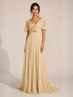 Cowl Neck Bridesmaid Dress with Cut-Out Detail
