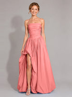 Iridescent Taffeta Prom Dress with High Slit 