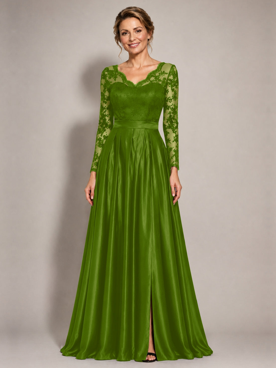 Satin Mother of the Bride Dress with Appliques