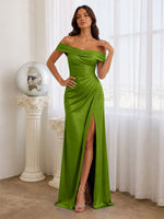 Off-the-Shoulder Prom Dress with Ruched Bodice 