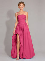 Iridescent Taffeta Prom Dress with High Slit 