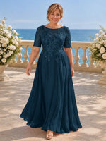 Lace Mother Dress with Half Sleeves-Plus Size 