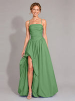 Iridescent Taffeta Prom Dress with High Slit 
