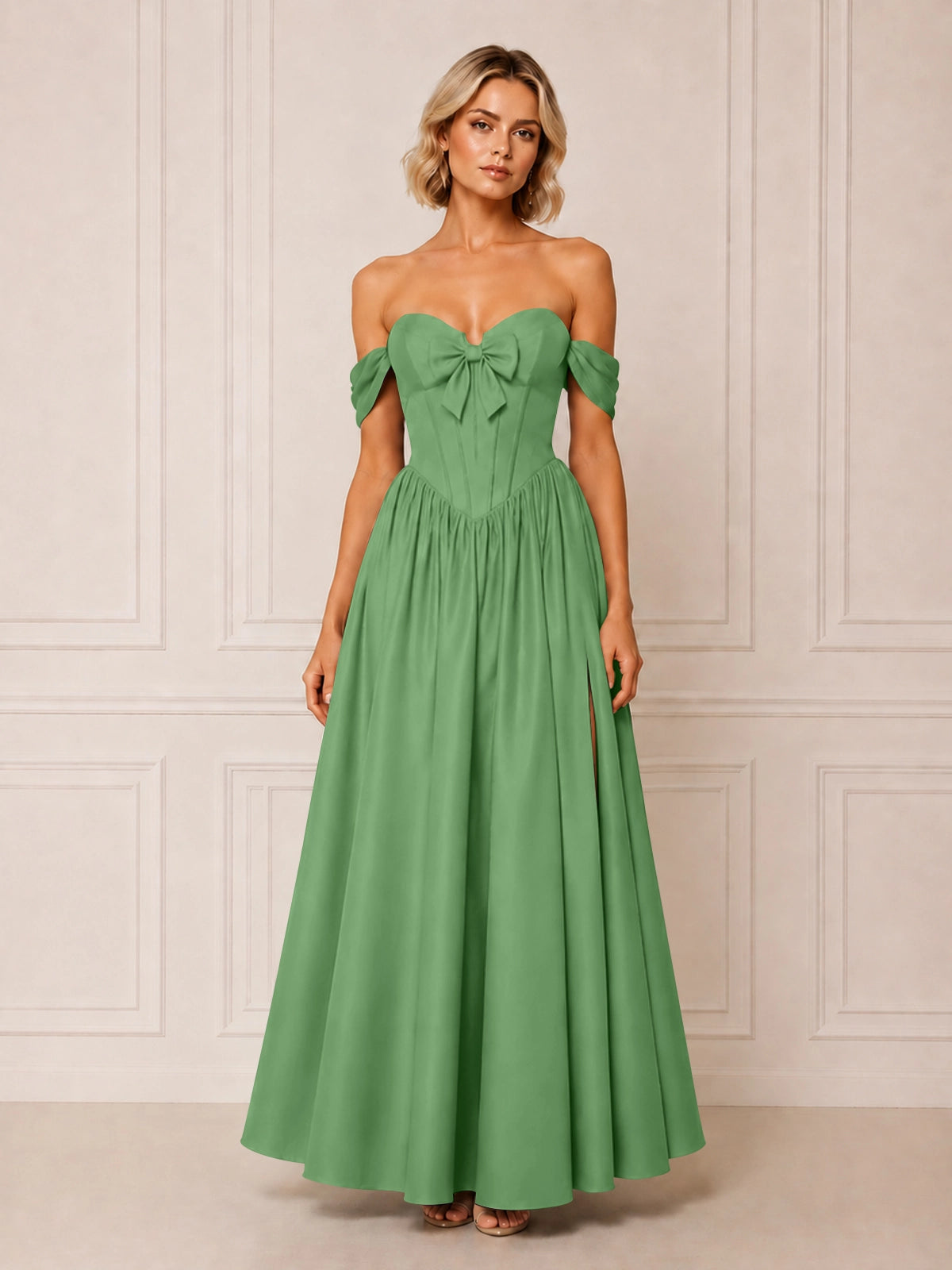 A-line Bridesmaid Dress with Bow Detail 