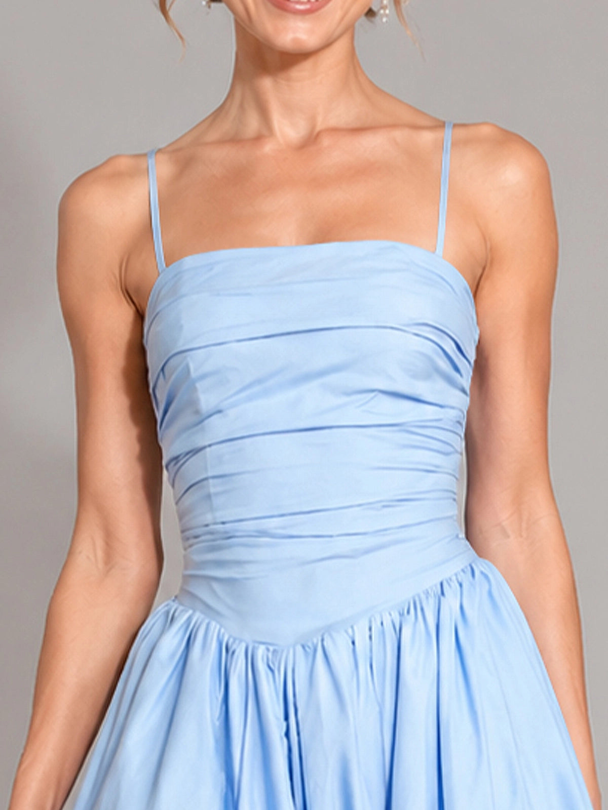 Iridescent Taffeta Prom Dress with High Slit