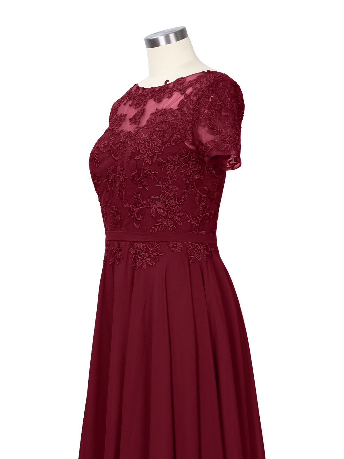 Illusion Applique Chiffon Dress 