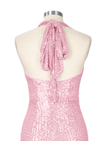 Halter Sequin Sheath Mini Dress 