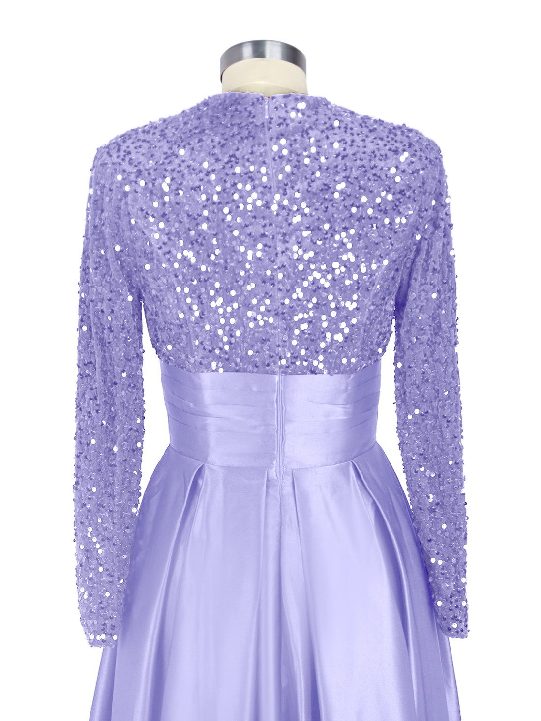 Sequined Boat Long Sleeves Dress 