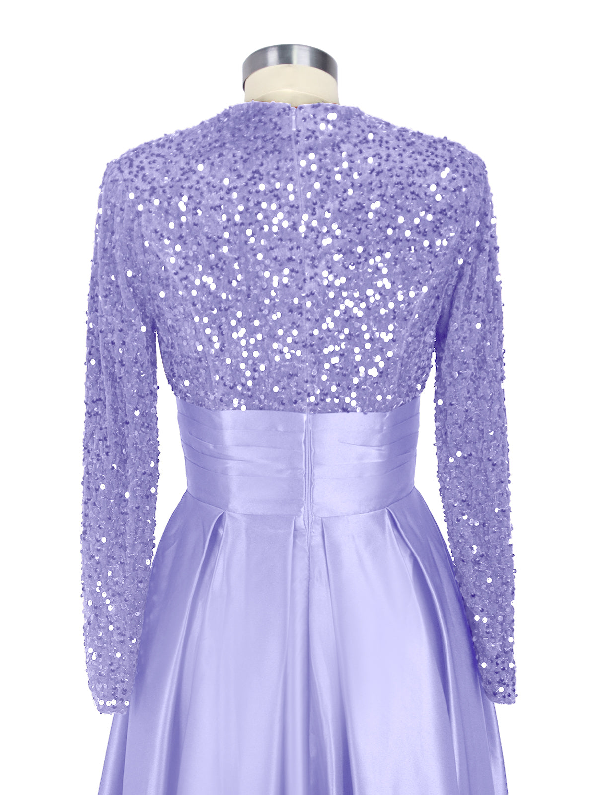 Sequined Boat Long Sleeves Dress 