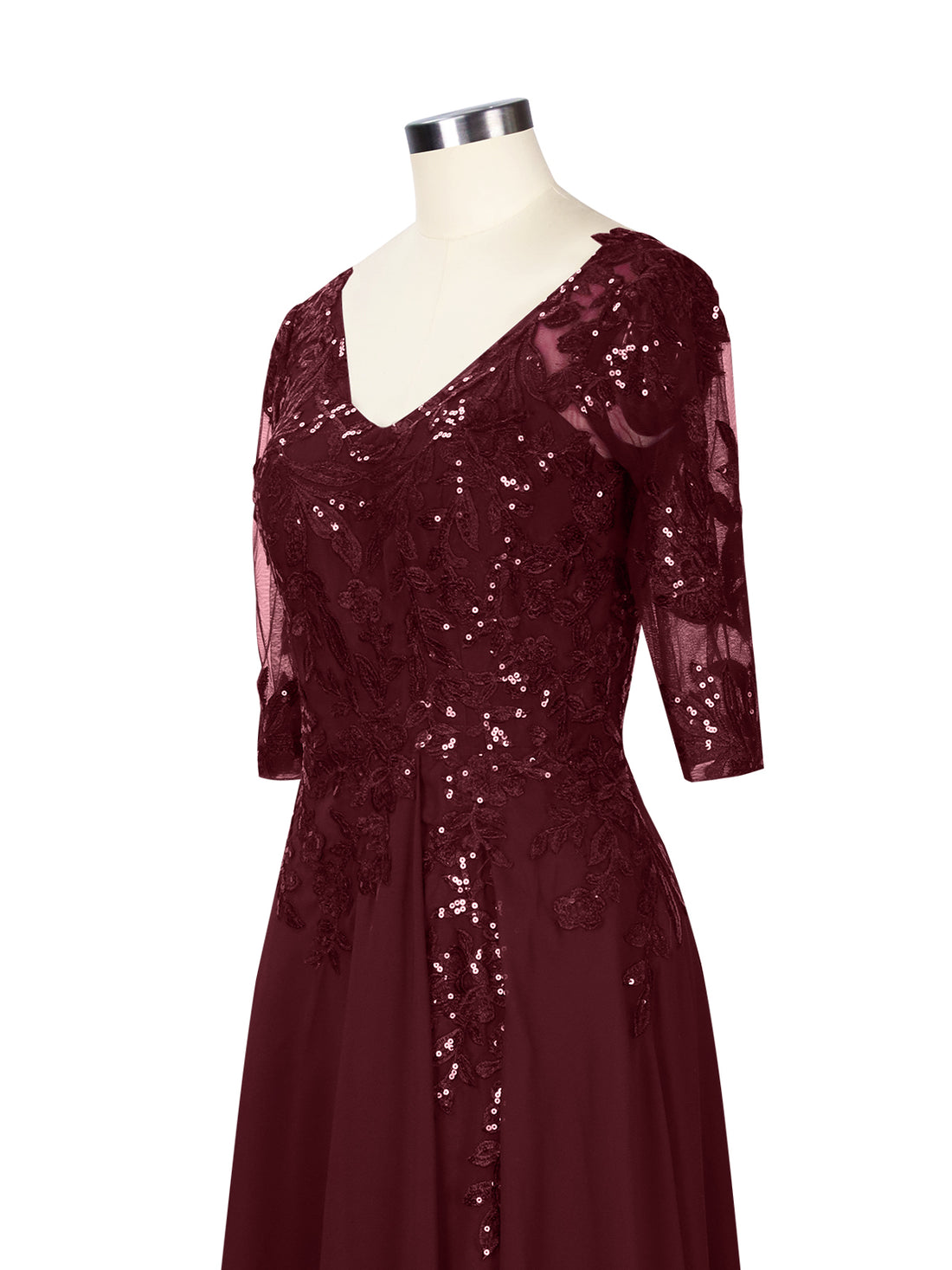 Applique V-Neck Chiffon Dress 