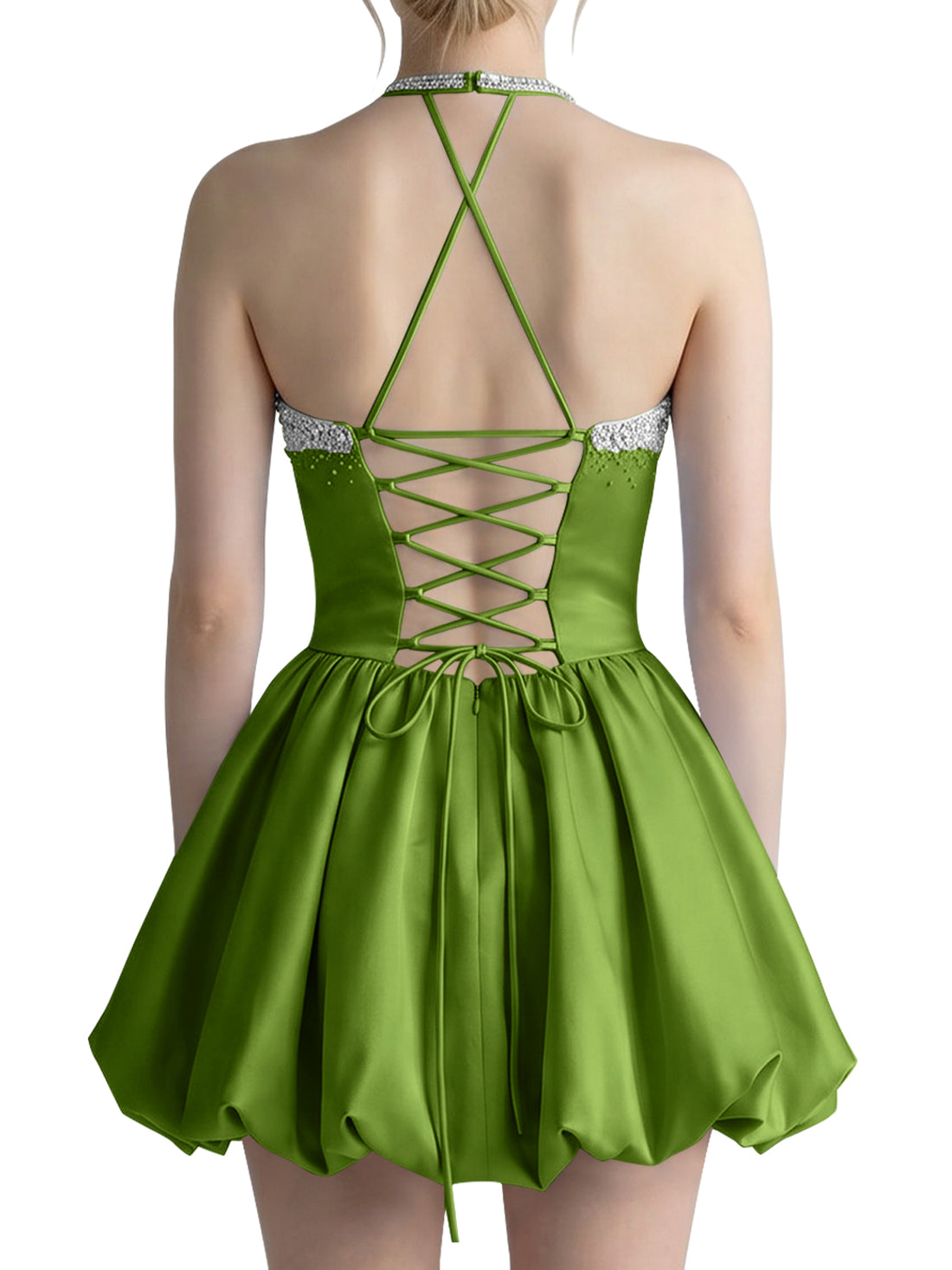 Beading Bubble Hem Mini Dress 