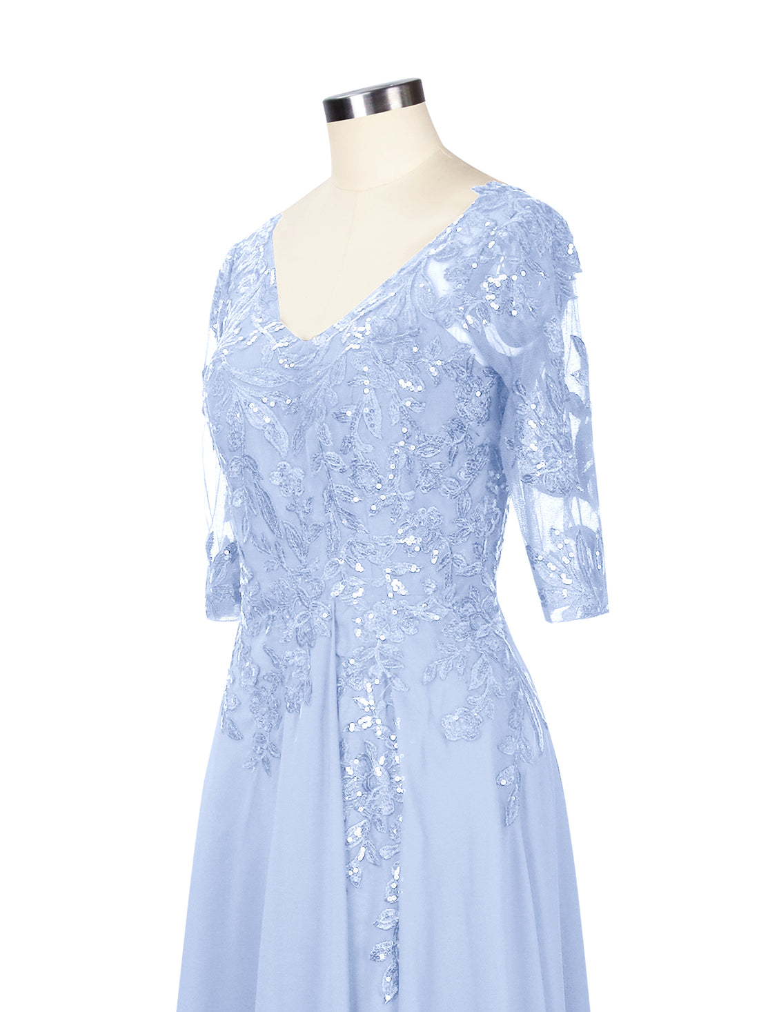 Applique V-Neck Chiffon Dress 