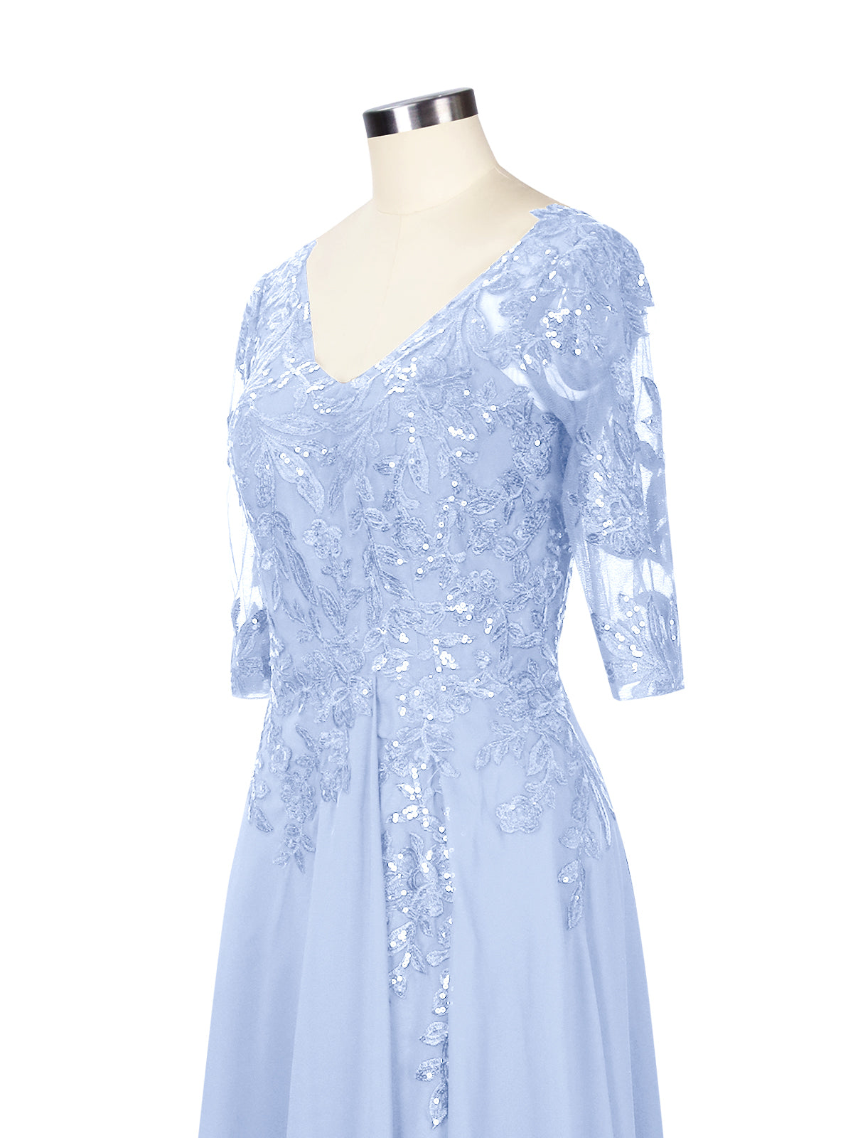 Applique V-Neck Chiffon Dress 