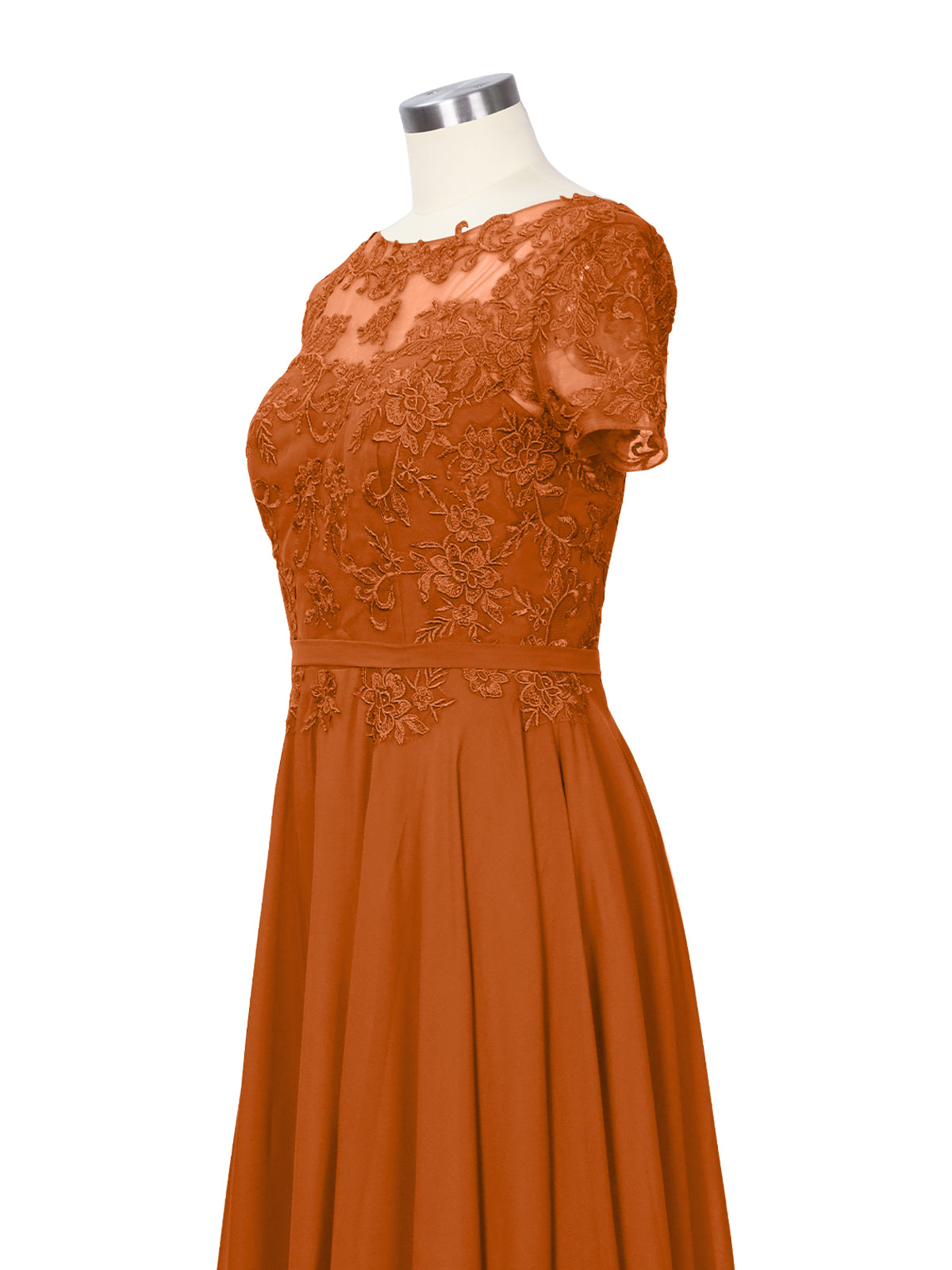 Illusion Applique Chiffon Dress 