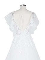Illusion Tulle Applique Wedding Dress 