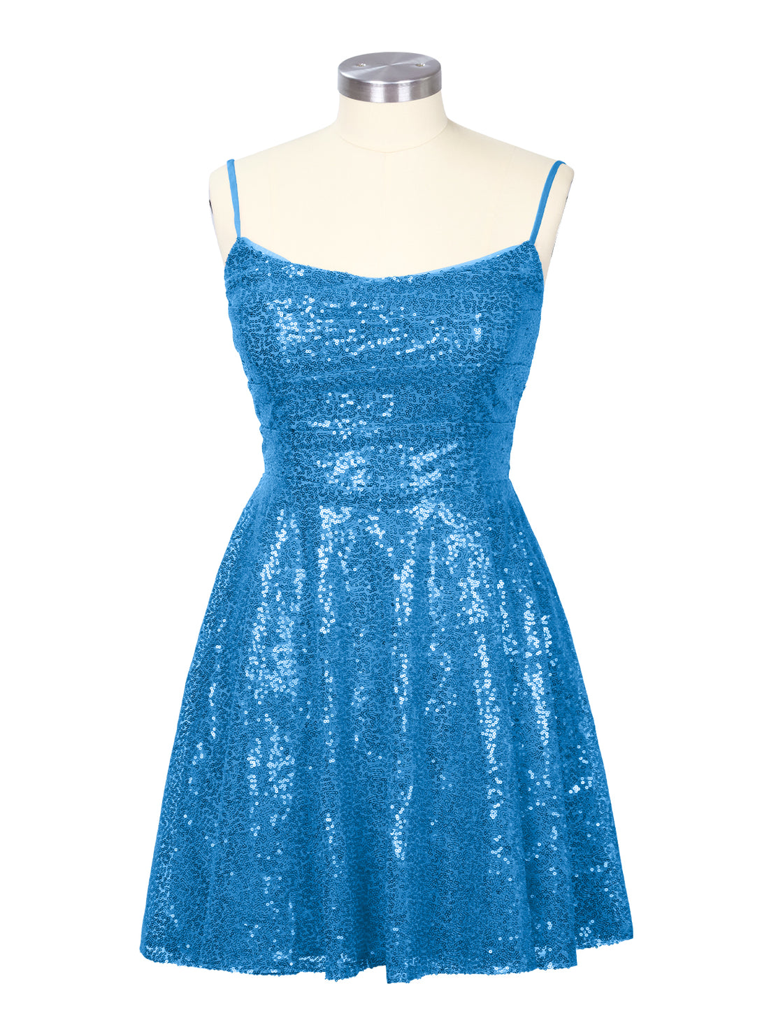 Sequin Scoop Neckline Mini Dress 