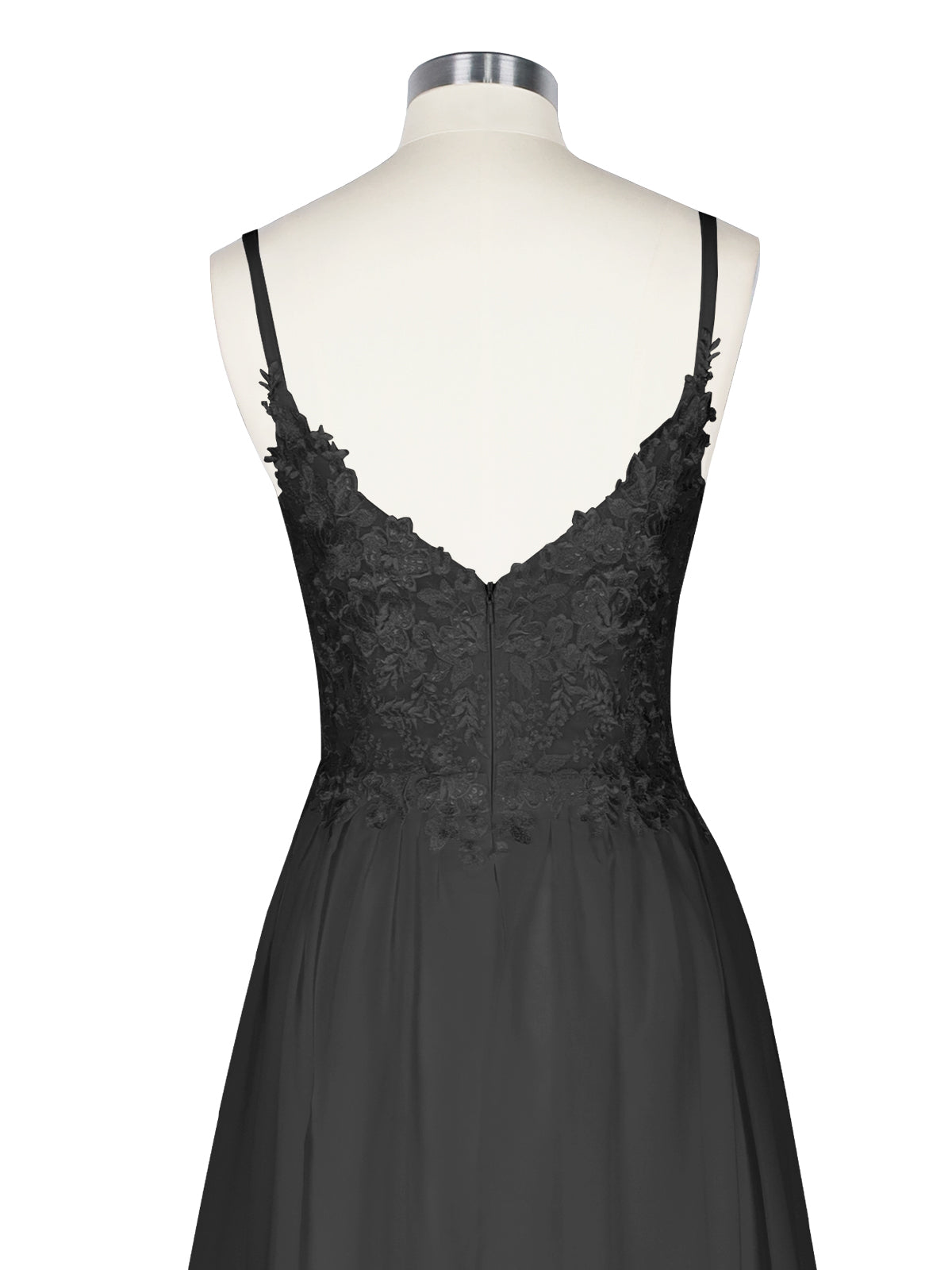 Applique Slit Chiffon Wedding Dress 