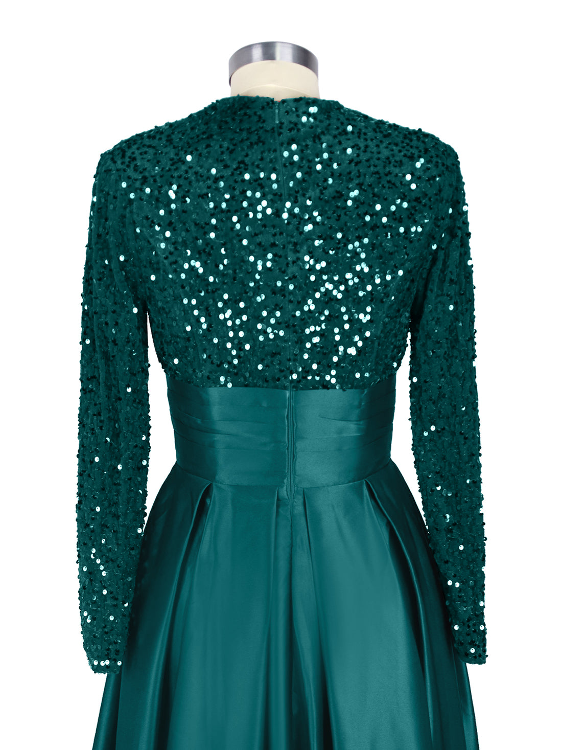 Sequined Boat Long Sleeves Dress 