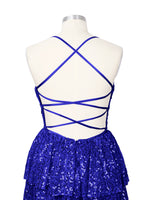 Sequined Halter Flare Mini Dress 