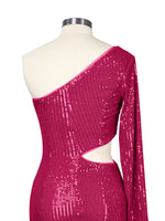 Waist Cutout One Shoulder Mini Dress 