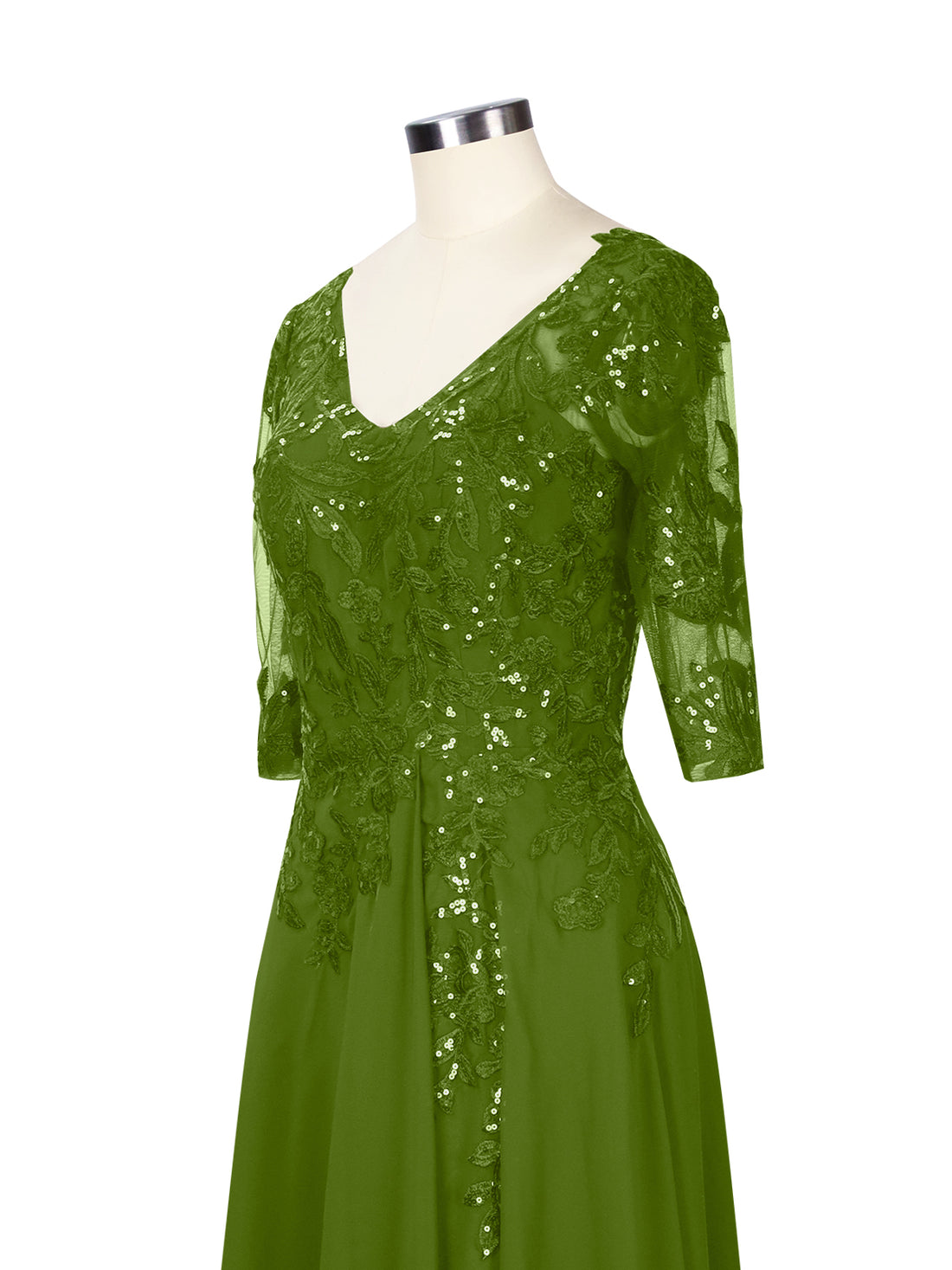 Applique V-Neck Chiffon Dress 