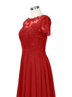 Illusion Applique Chiffon Dress 