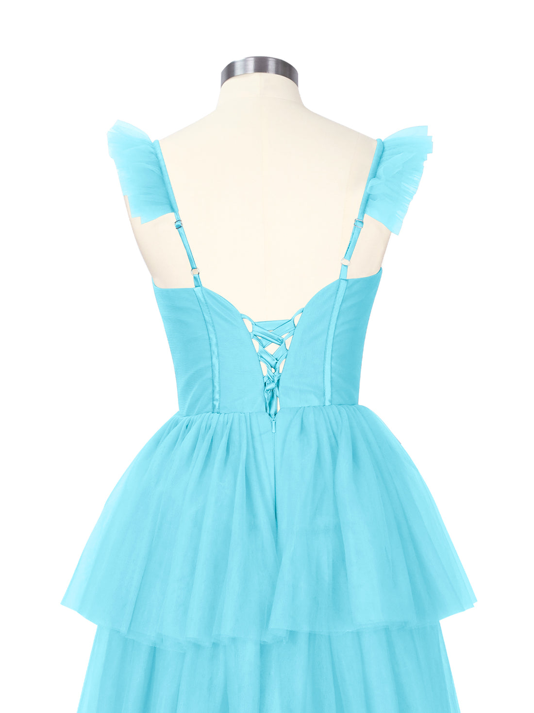 Ruffled Strap Tiered Tulle Bridesmaid Dress 