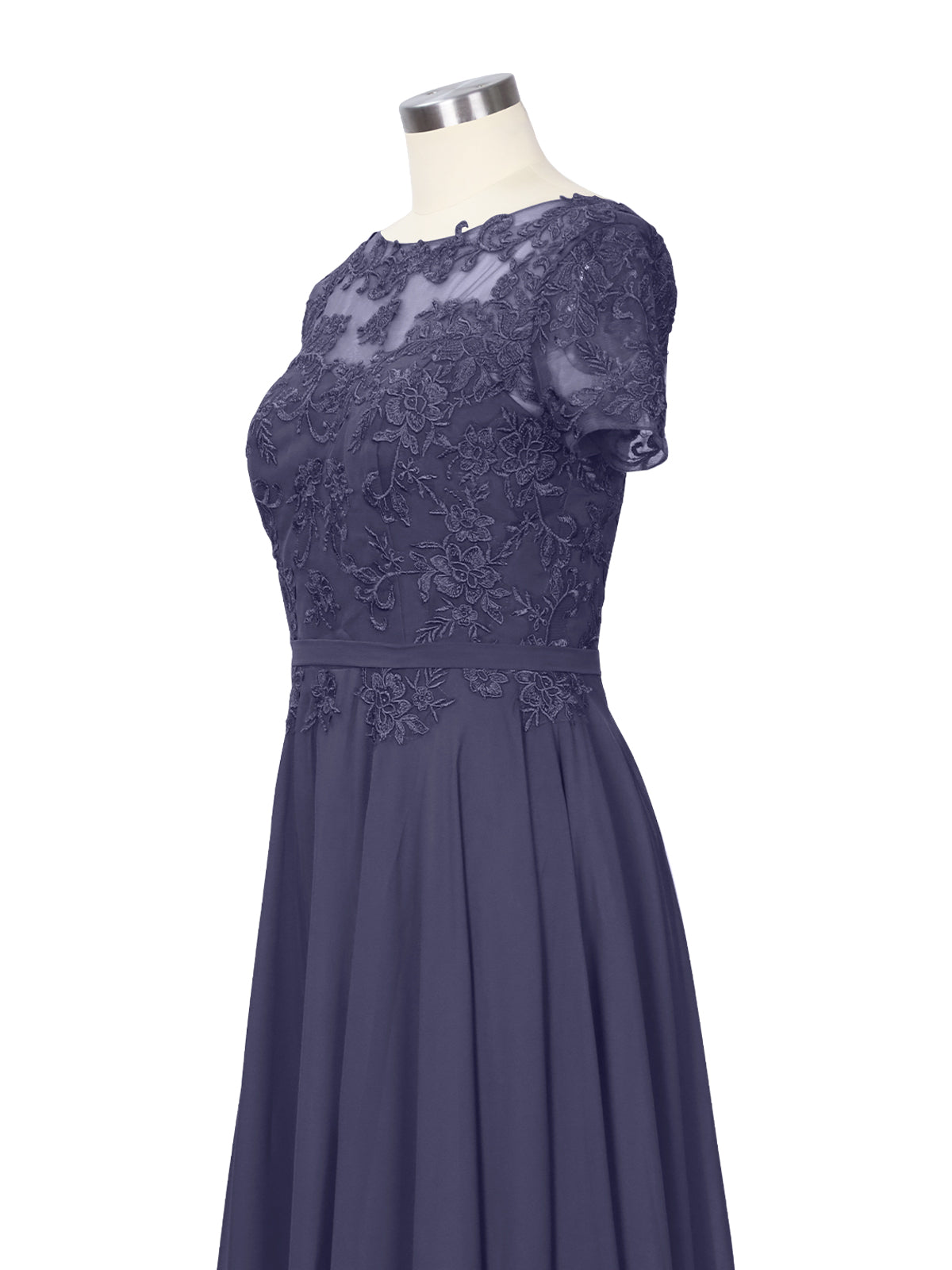Illusion Applique Chiffon Dress 