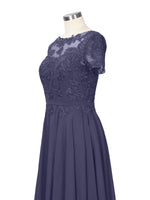 Illusion Applique Chiffon Dress 