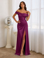 Off-the-Shoulder Prom Dress with Ruched Bodice 