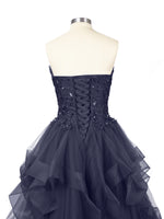 Tiered Strapless Prom Dress 