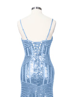 Geometric Sequin Prom Dress 