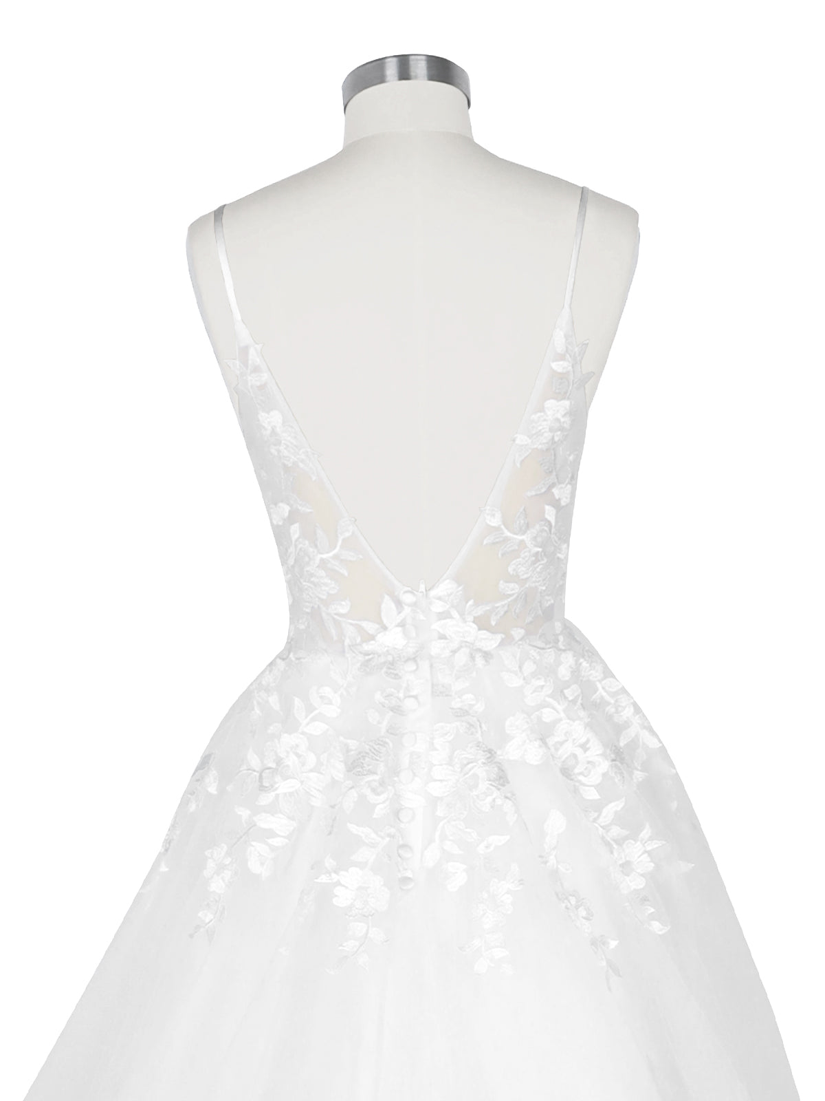 Illusion Spaghetti Straps Wedding Dress 