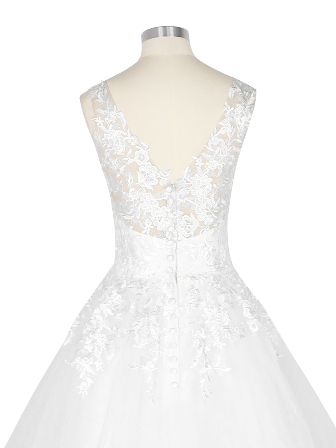 Wide Straps Applique Wedding Dress 