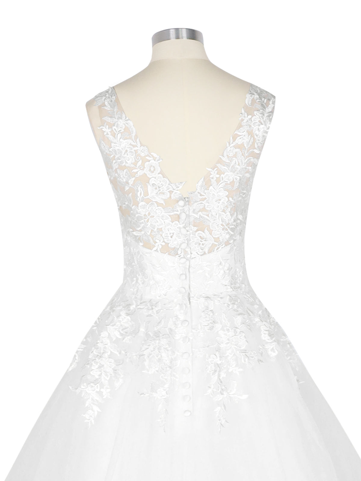 Wide Straps Applique Wedding Dress 