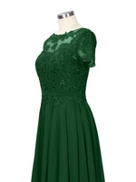 Illusion Applique Chiffon Dress 