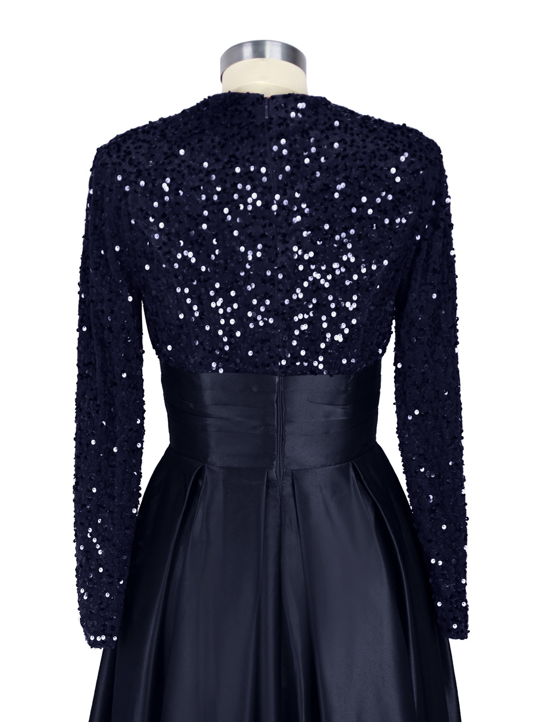 Sequined Boat Long Sleeves Dress 