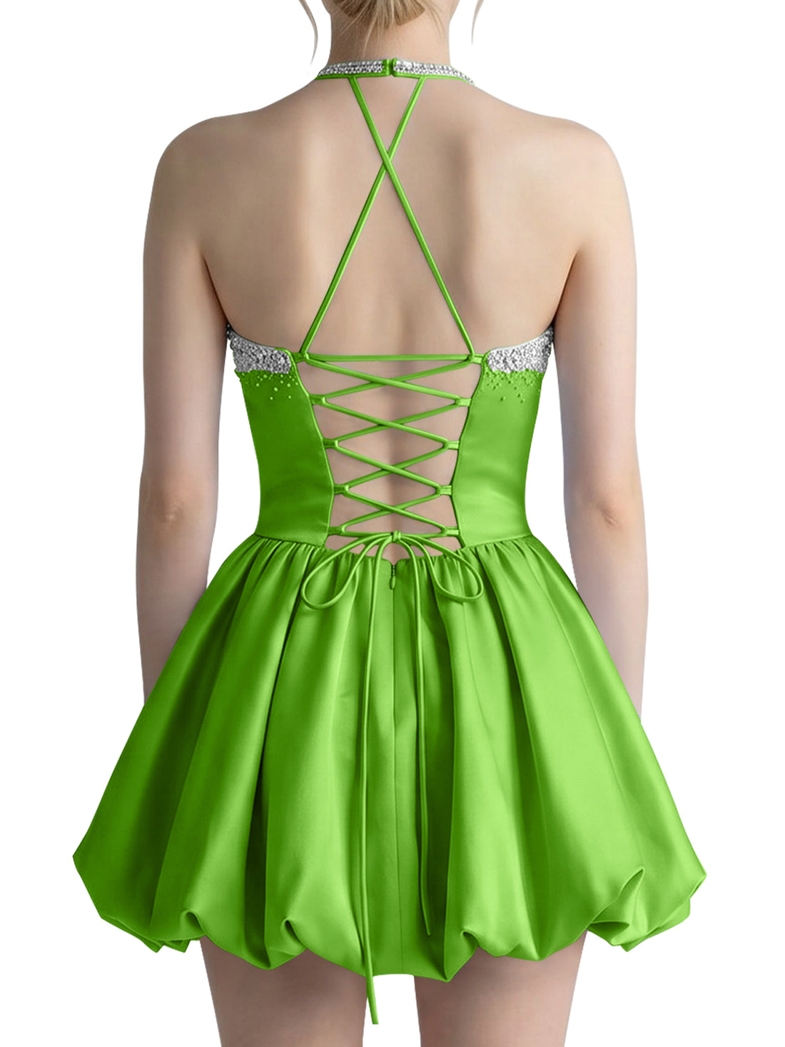 Beading Bubble Hem Mini Dress 