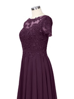 Illusion Applique Chiffon Dress 