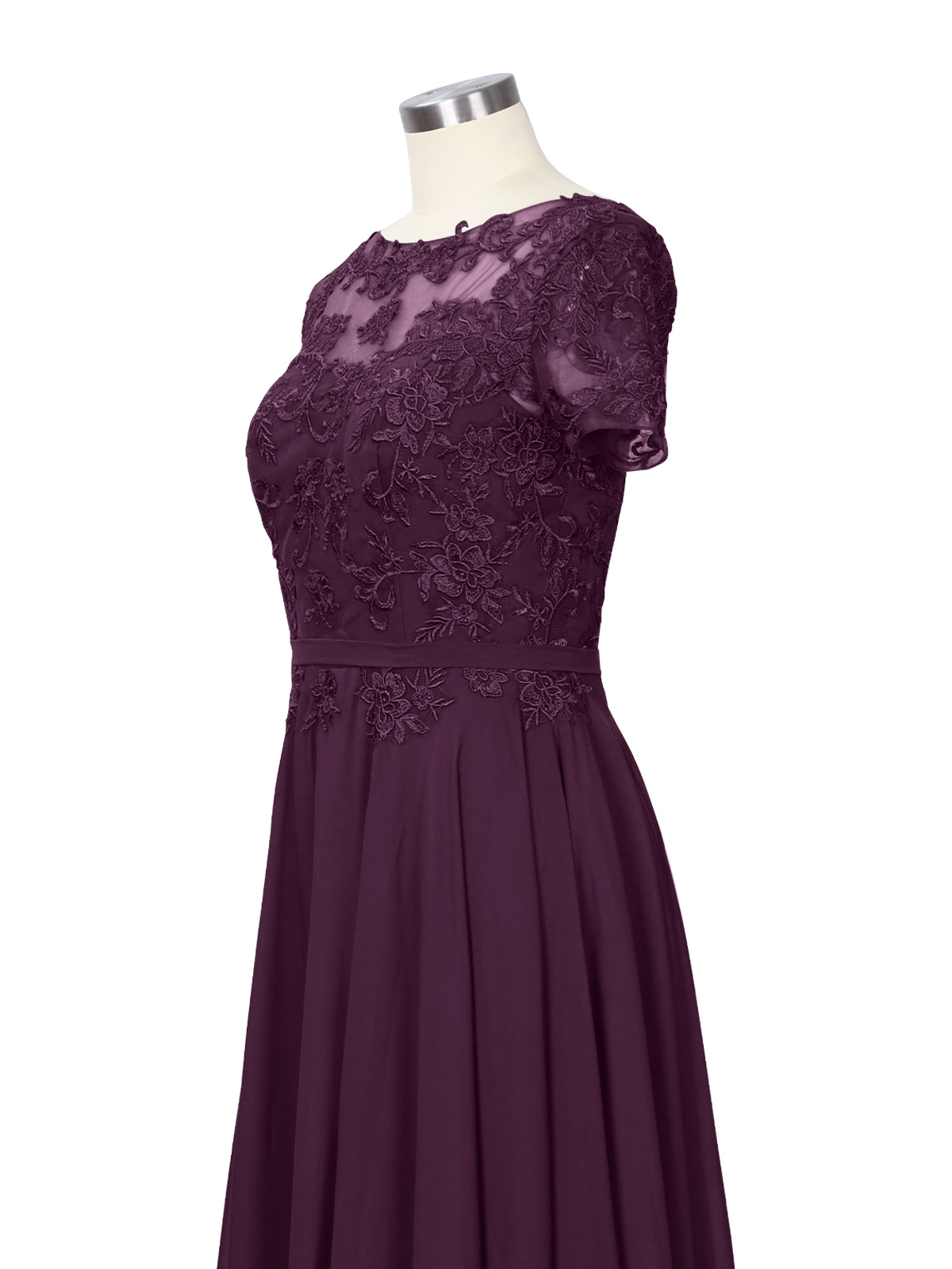 Illusion Applique Chiffon Dress 