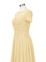 Illusion Applique Chiffon Dress 
