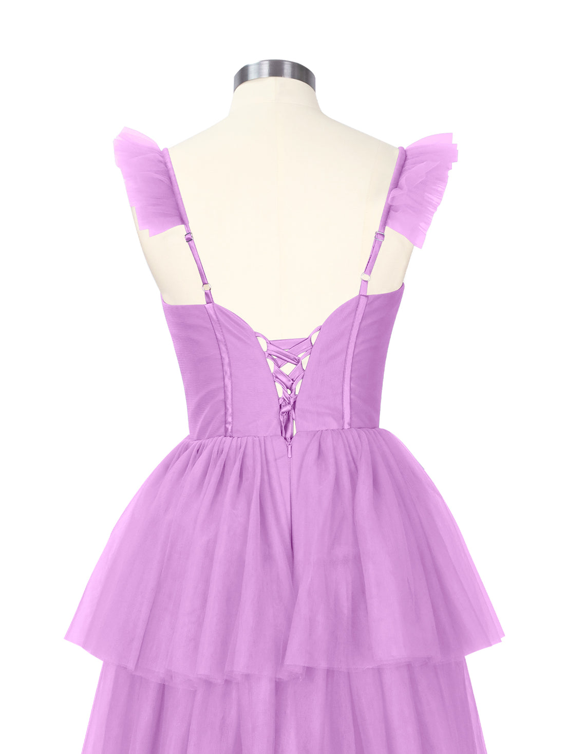 Ruffled Strap Tiered Tulle Bridesmaid Dress 