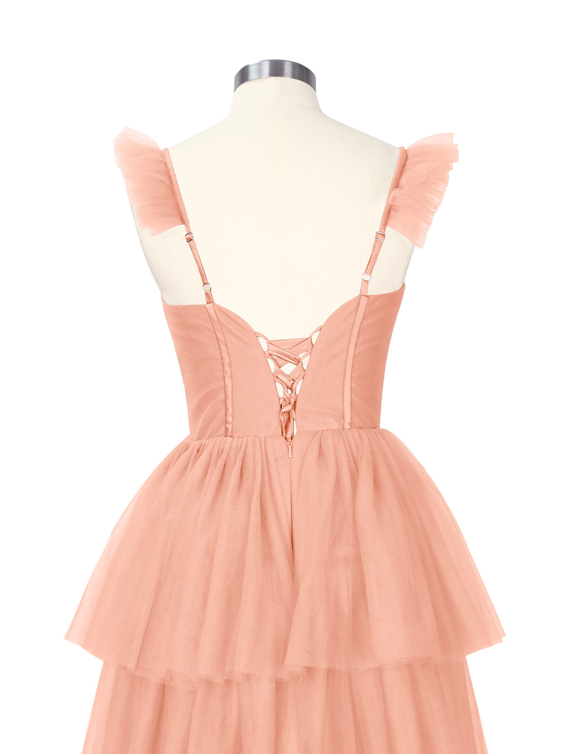 Ruffled Strap Tiered Tulle Bridesmaid Dress 
