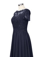 Illusion Applique Chiffon Dress 