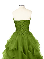 Tiered Strapless Prom Dress 