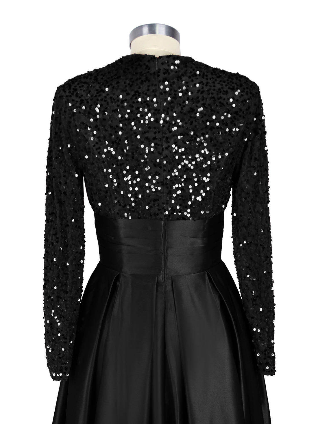 Sequined Boat Long Sleeves Dress 