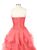 Tiered Strapless Prom Dress 