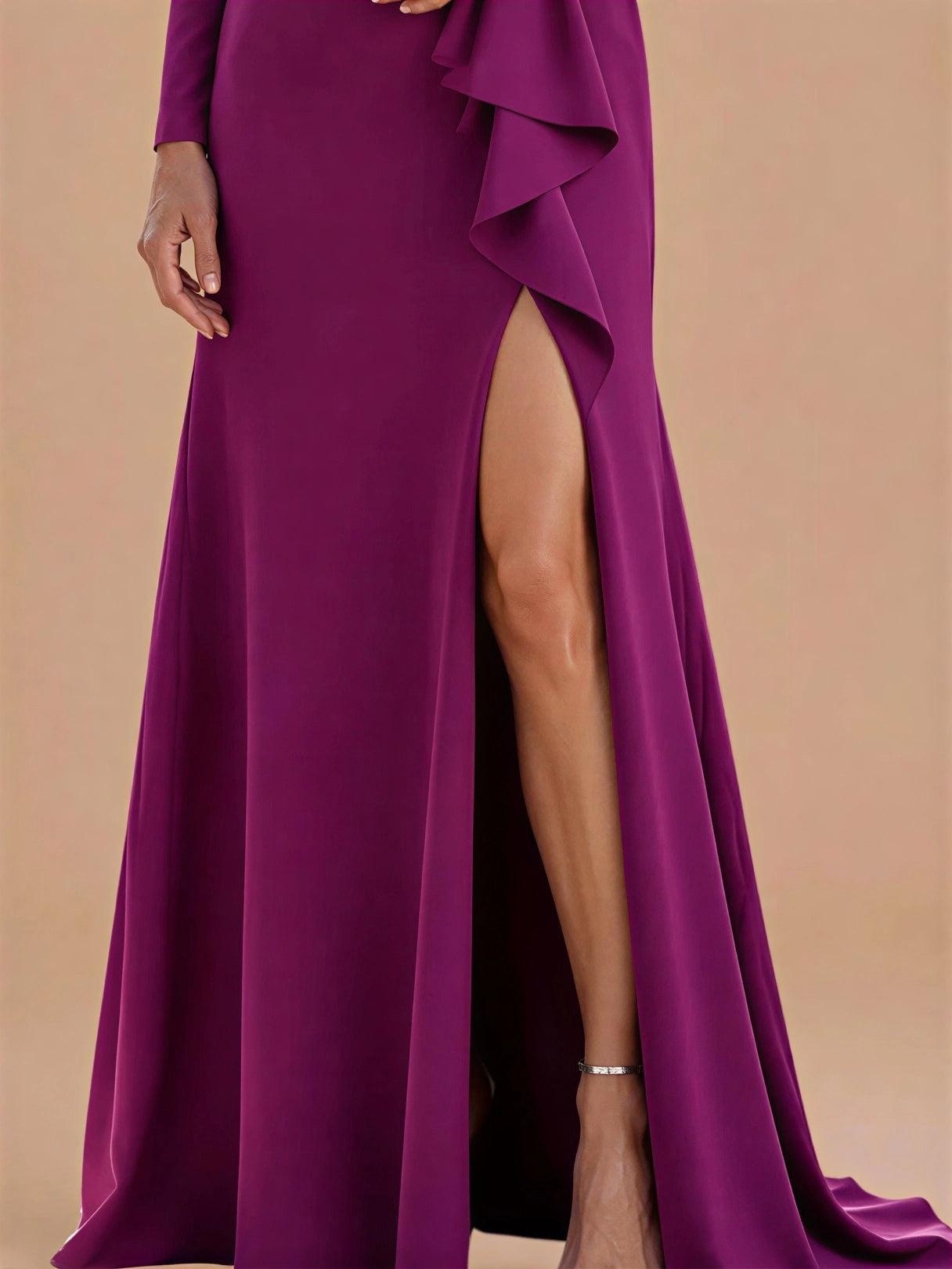 Stretch Crepe Mermaid Mother of Bride Dress with High Slit